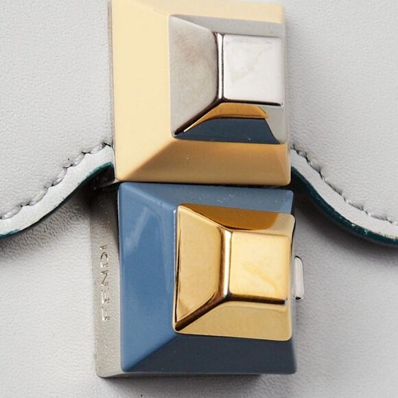 Fendi Light Blue Smooth Leather Kan I Medium Shoulder Bag 8BT283 - Picture 8 of 12